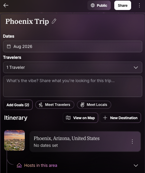 Trips page